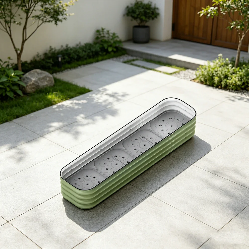SOLARA Modular Raised Garden Bed with Water Reservoir Reinforced Outdoor Planter Box 160x40x28cm for Balcony Courtyard - Image 5