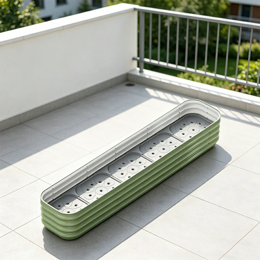 SOLARA Modular Raised Garden Bed with Water Reservoir Reinforced Outdoor Planter Box 200x40x28cm for Balcony Courtyard - Image 2