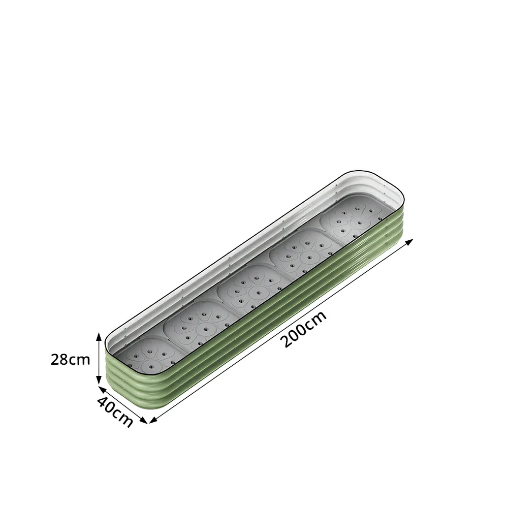 SOLARA Modular Raised Garden Bed with Water Reservoir Reinforced Outdoor Planter Box 200x40x28cm for Balcony Courtyard - Image 7