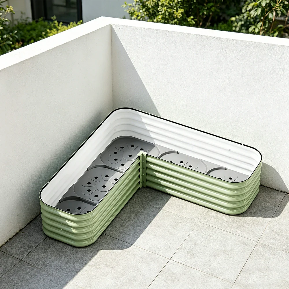 SOLARA Modular Raised Garden Bed with Water Reservoir Reinforced Outdoor Planter Box 120x40x28cm for Balcony Courtyard - Image 5
