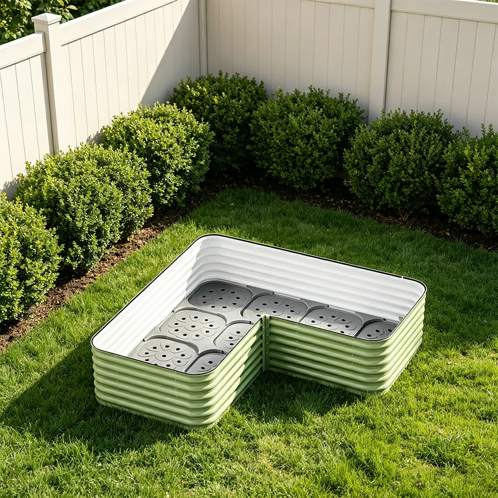 SOLARA Modular Raised Garden Bed with Water Reservoir Reinforced Outdoor Planter Box 160x80x43cm for Balcony Courtyard - Image 5