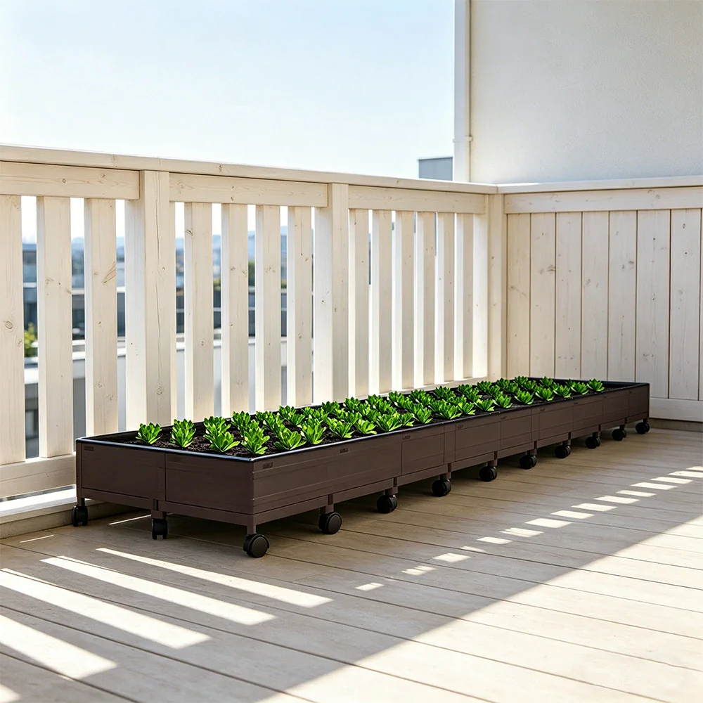 SOLARA Heavy Duty Raised Garden Bed Reinforced PP Outdoor Planter Box 432L for Balcony Patio Garden - Black - Image 4