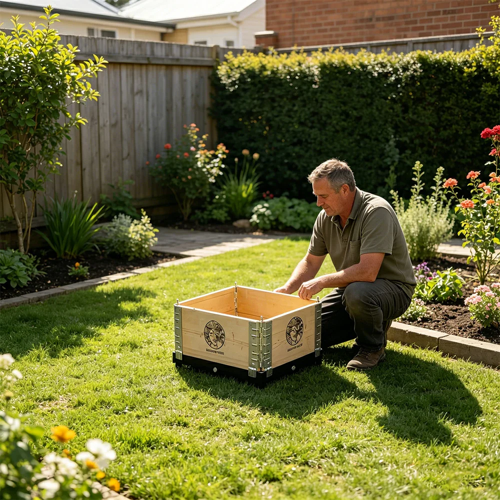 SOLARA Solid Wood Raised Garden Bed with Reinforced Frame Grow Bag Planter Box 50x40x26.5cm for Balcony Patio - Image 7