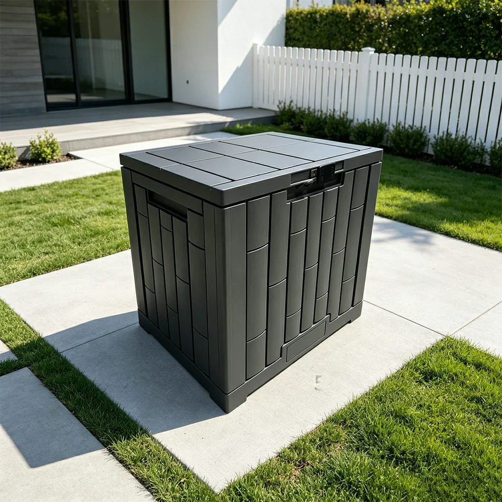 SOLARA 123L Outdoor Storage Box - Waterproof UV Resistant Garden Patio Cushion Tool Storage - Dark Grey - Image 2