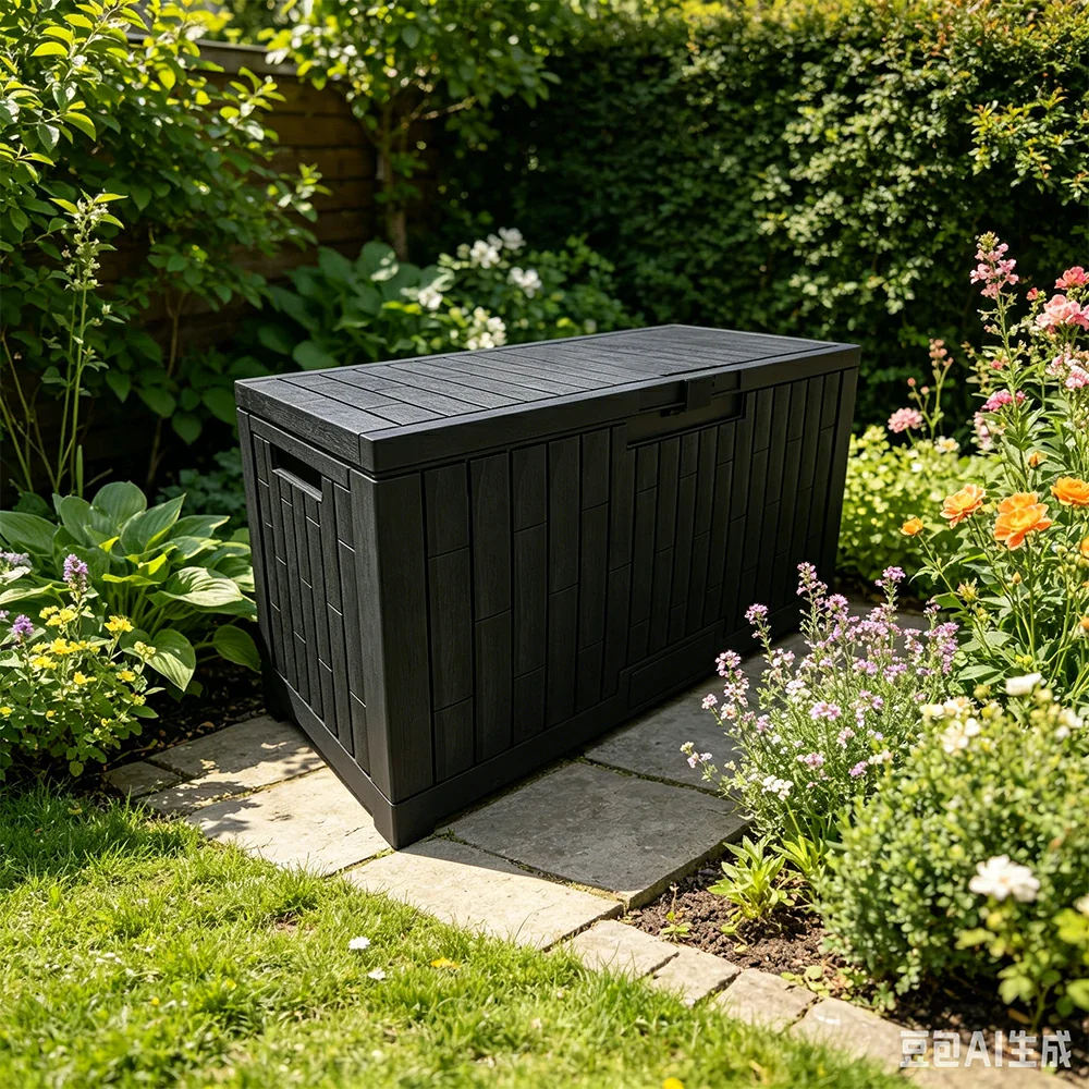 SOLARA Outdoor Storage Box - Waterproof UV Resistant Hydraulic Lid Large Capacity for Garden Patio - Dark Grey - Image 6