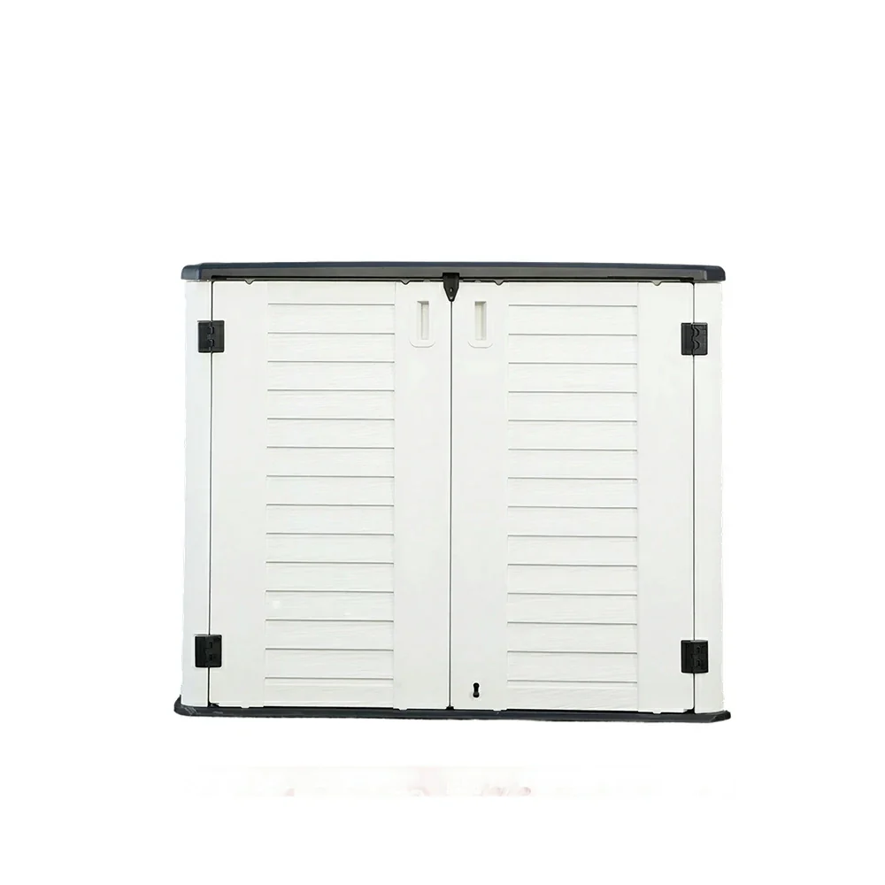 SOLARA Outdoor Storage Cabinet - Weatherproof Lockable Single Tier Garden Patio Tool Storage - White