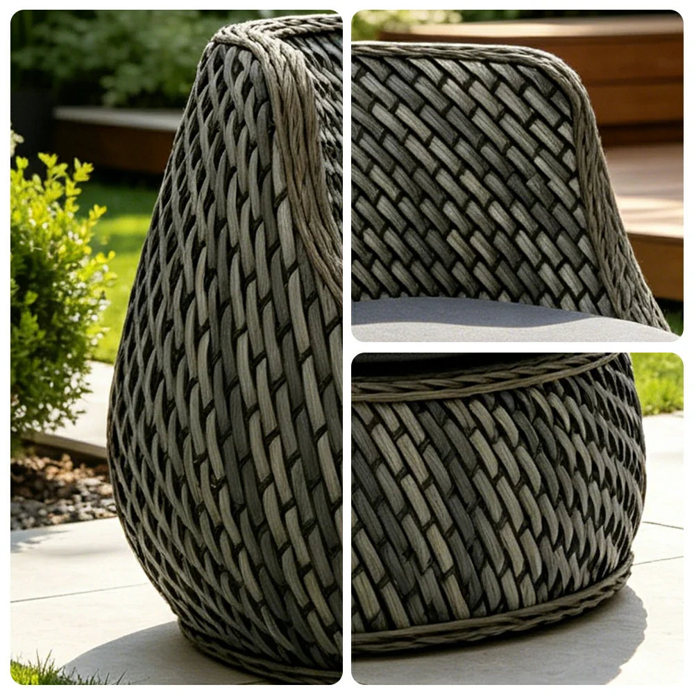 SOLARA Outdoor Single Sofa Chair with Woven Rattan Design for Patio Balcony Garden - Grey - Image 3