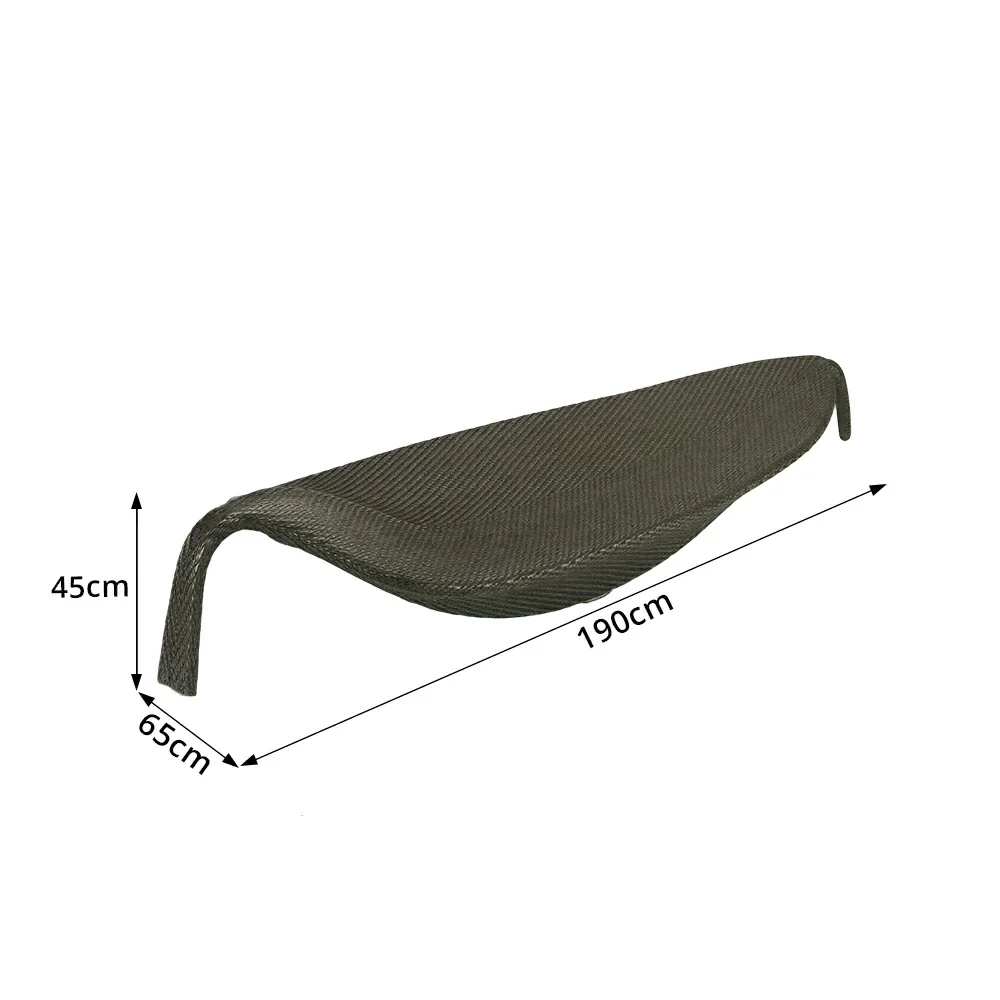 SOLARA Outdoor Rattan Sun Lounger - Leaf Shape, PE Wicker with Iron Frame for Poolside Patio - Brown - Image 7