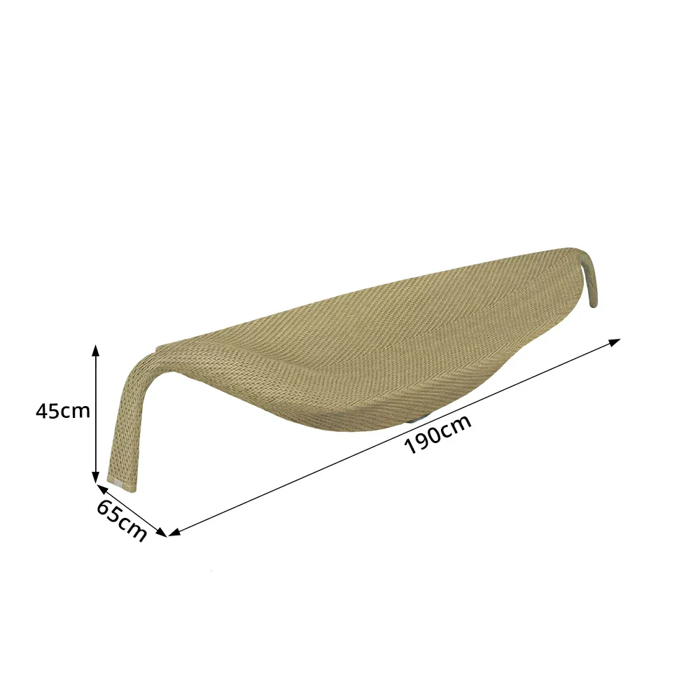 SOLARA Outdoor Rattan Sun Lounger - Leaf Shape, PE Wicker with Iron Frame for Poolside Patio - Khaki - Image 7
