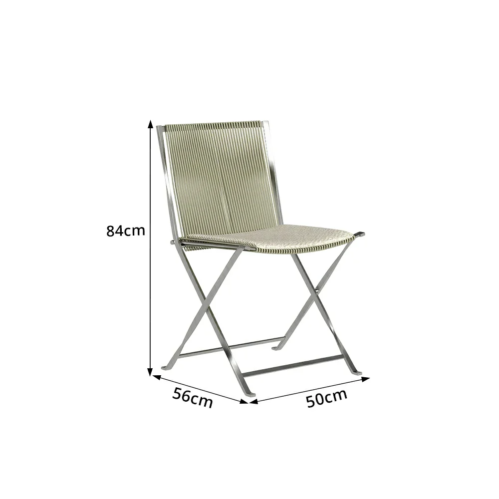 SOLARA Outdoor Folding Rattan Dining Chair - Aluminium Frame, Woven Seat for Patio Garden - Beige - Image 7