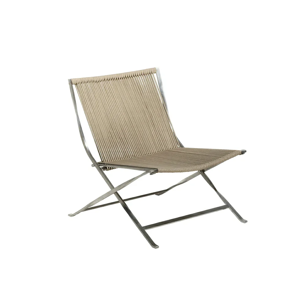 SOLARA Outdoor Folding Rattan Lounge Chair - Aluminium Frame, Woven Seat for Patio Garden - Beige - Image 7