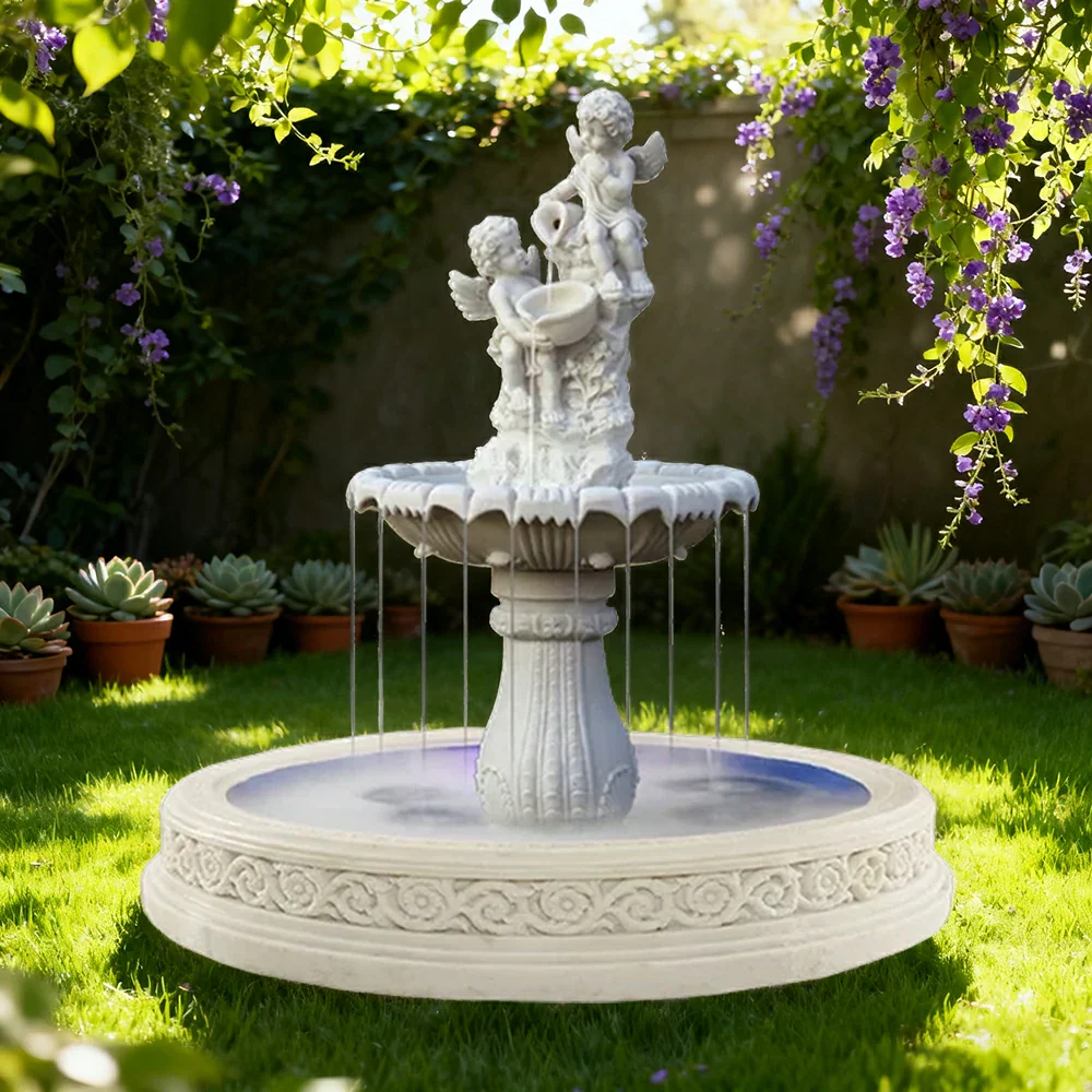 SOLARA Natural Sandstone Outdoor Fountain with 1.7m Fish Pond, Built‑In Circulation Pump, Hand‑Polished Texture, Garden Water Feature - Image 4