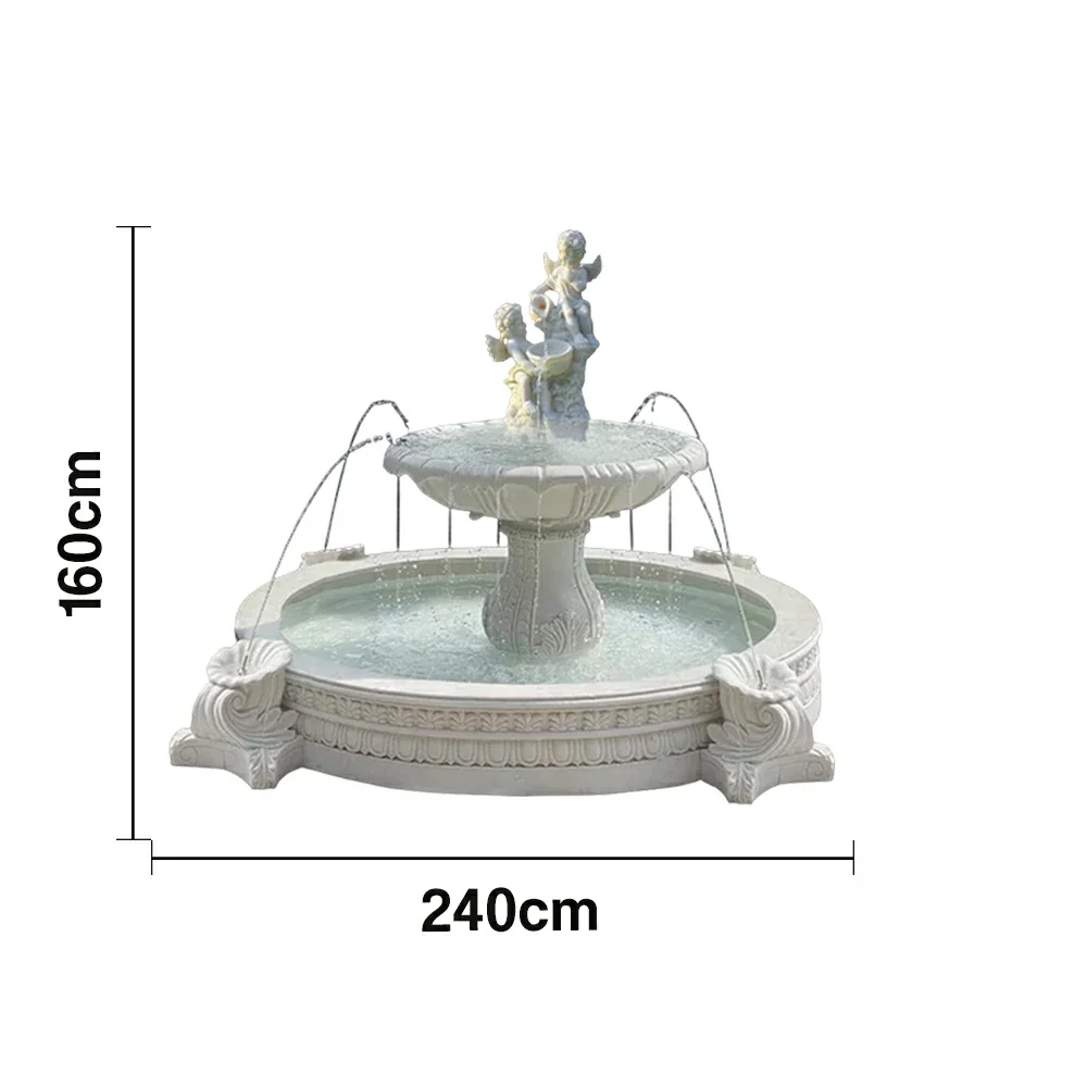SOLARA Natural Sandstone Outdoor Fountain with 2.4m Fish Pond, Built‑In Circulation Pump, Hand‑Polished Texture, Garden Water Feature - Image 5