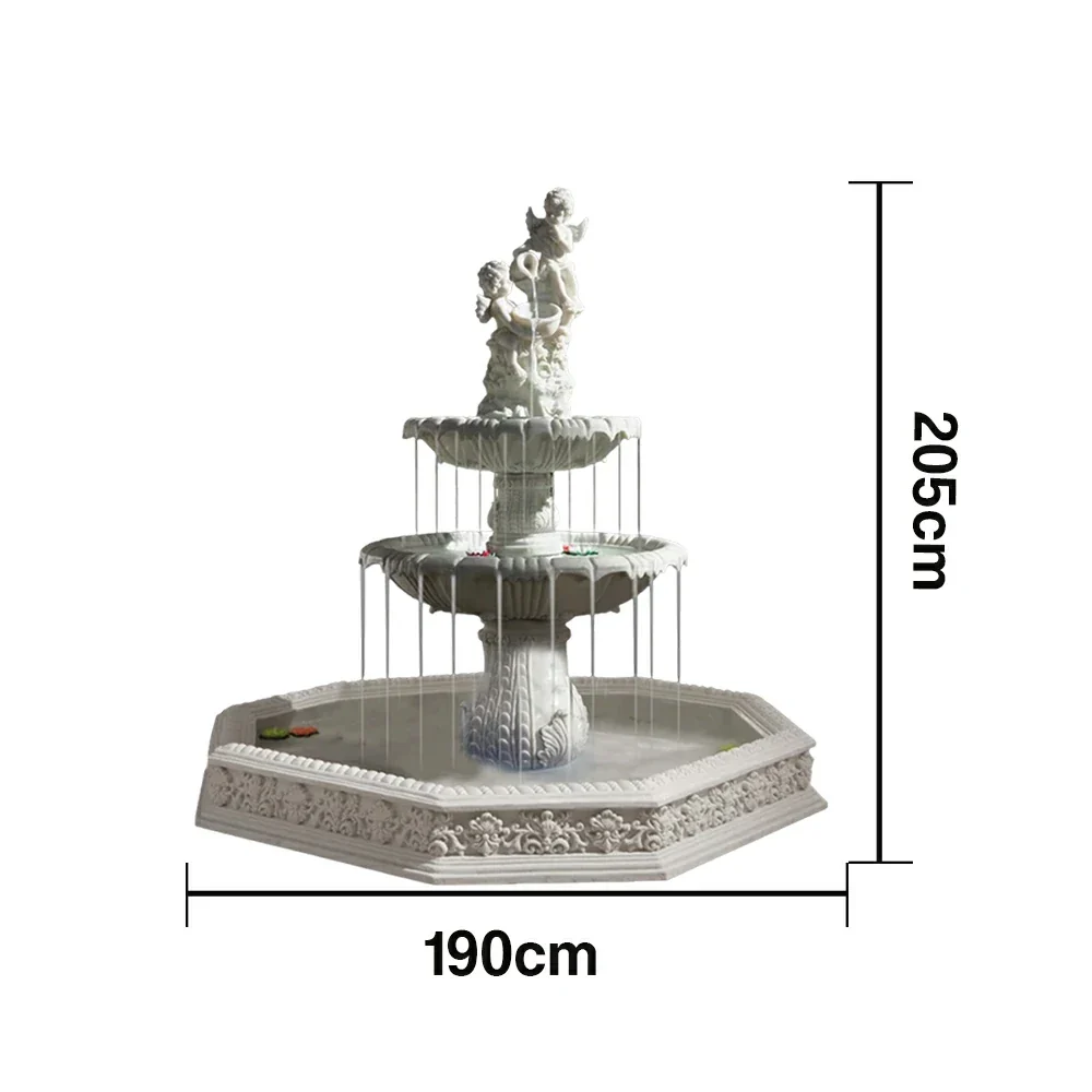 SOLARA Natural Sandstone Outdoor Fountain with 1.9m Fish Pond, Built‑In Pump, Smooth Sandstone Finish, Elegant Water Feature - Image 5