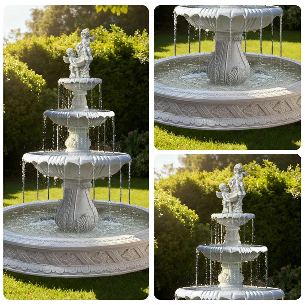 SOLARA Natural Sandstone Outdoor Fountain with 1.5m Fish Pond, Hand‑Polished Texture, Continuous Water Flow, Garden Centrepiece - Image 3