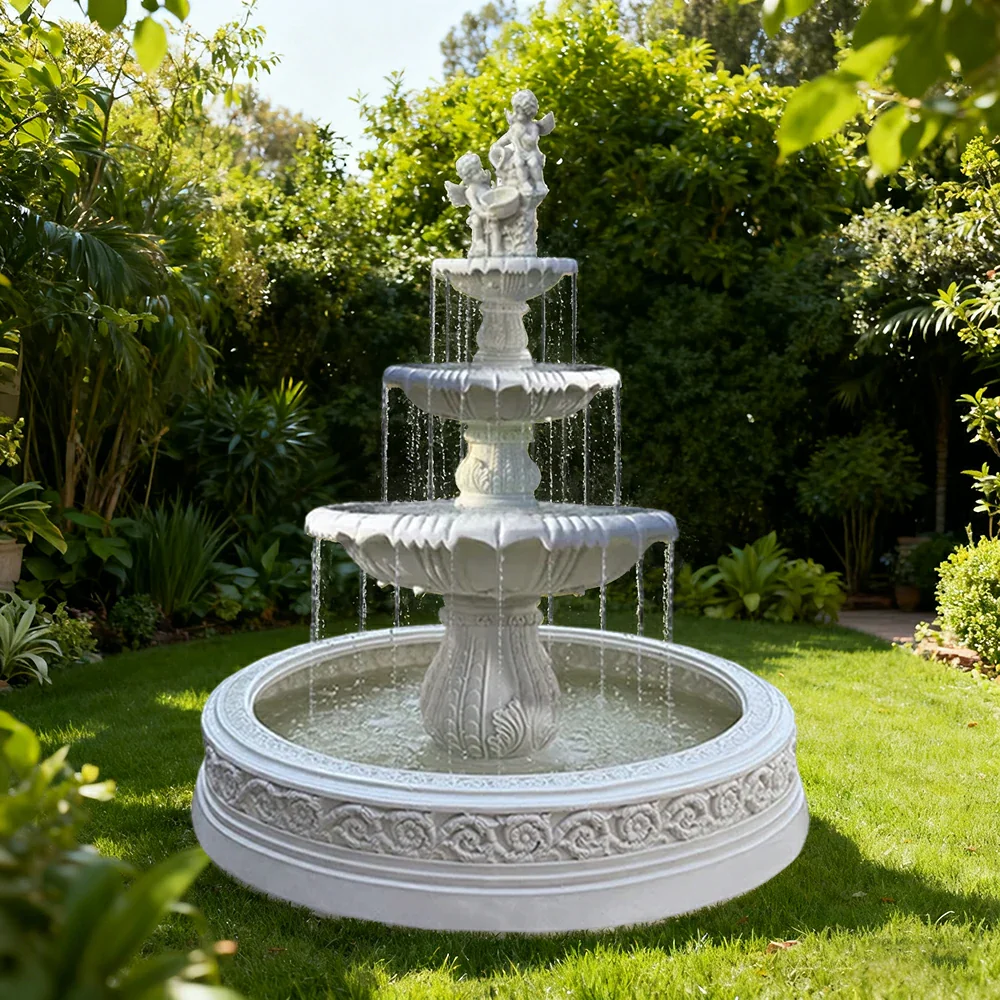 SOLARA Natural Sandstone Outdoor Fountain with 1.7m Fish Pond, Hand‑Polished Texture, Continuous Water Flow, Garden Centrepiece - Image 2