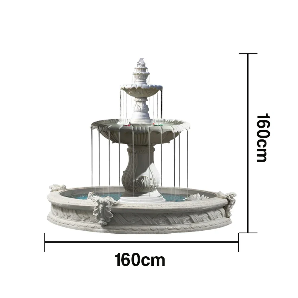 SOLARA Natural Sandstone Outdoor Fountain with 1.6m Fish Pond, Carved Stone Detail, Built‑In Circulation, Outdoor Garden Feature - Image 5