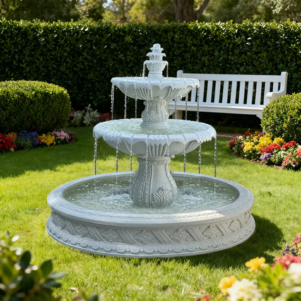 SOLARA Natural Sandstone Outdoor Fountain with 1.5m Fish Pond, Natural Sandstone Texture, Hand‑Polished Finish, Peaceful Water Feature - Image 2