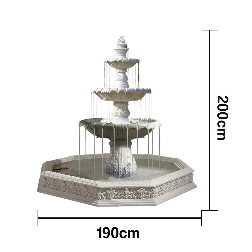 SOLARA Natural Sandstone Outdoor Fountain with 1.9m Fish Pond, Built‑In Circulation Pump, Smooth Stone Texture, Outdoor Pond & Fountain Feature - Image 5