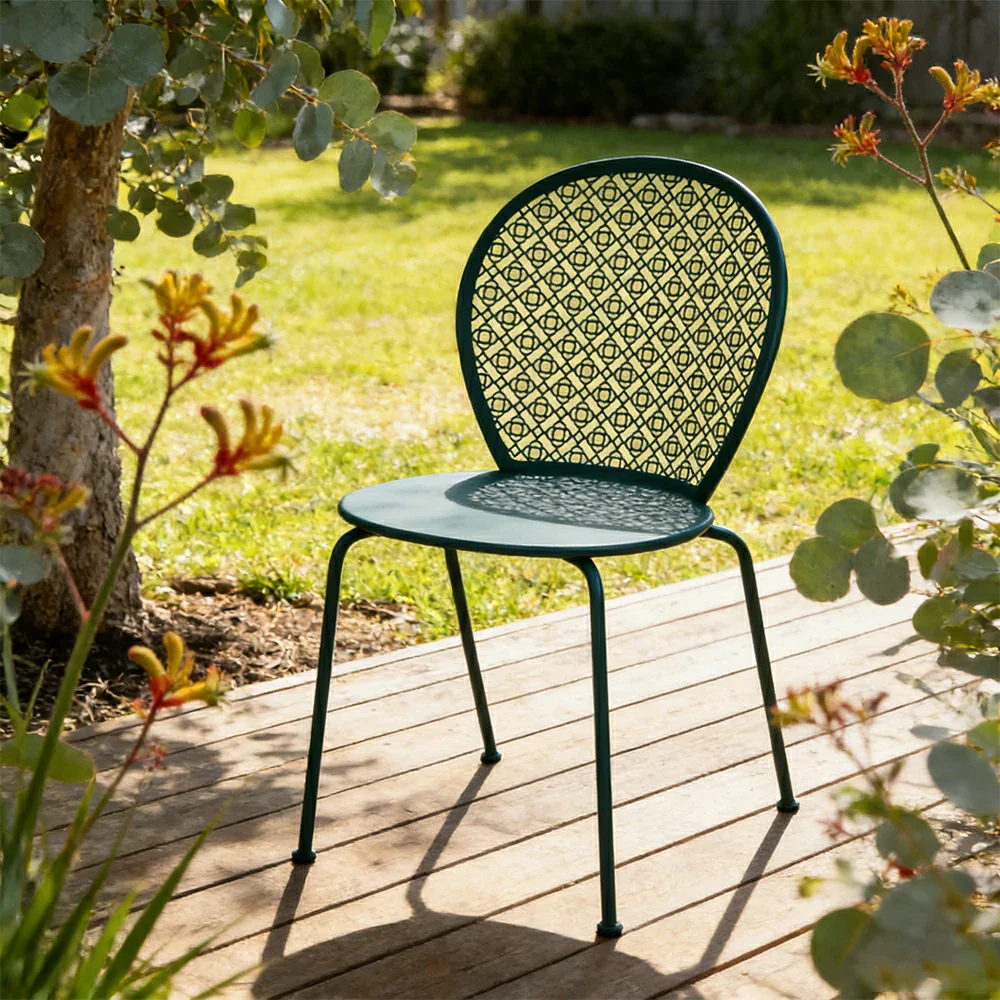 SOLARA Outdoor Dining Chair Weather-Resistant Rust-Resistant Metal Frame Easy-Clean Design with Rounded Safety Edges - Blue - Image 4