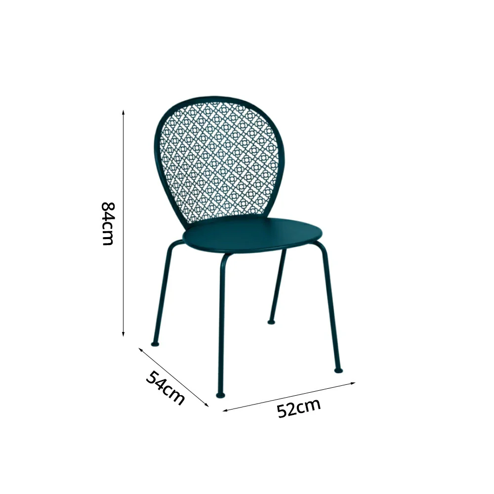 SOLARA Outdoor Dining Chair Weather-Resistant Rust-Resistant Metal Frame Easy-Clean Design with Rounded Safety Edges - Blue - Image 5