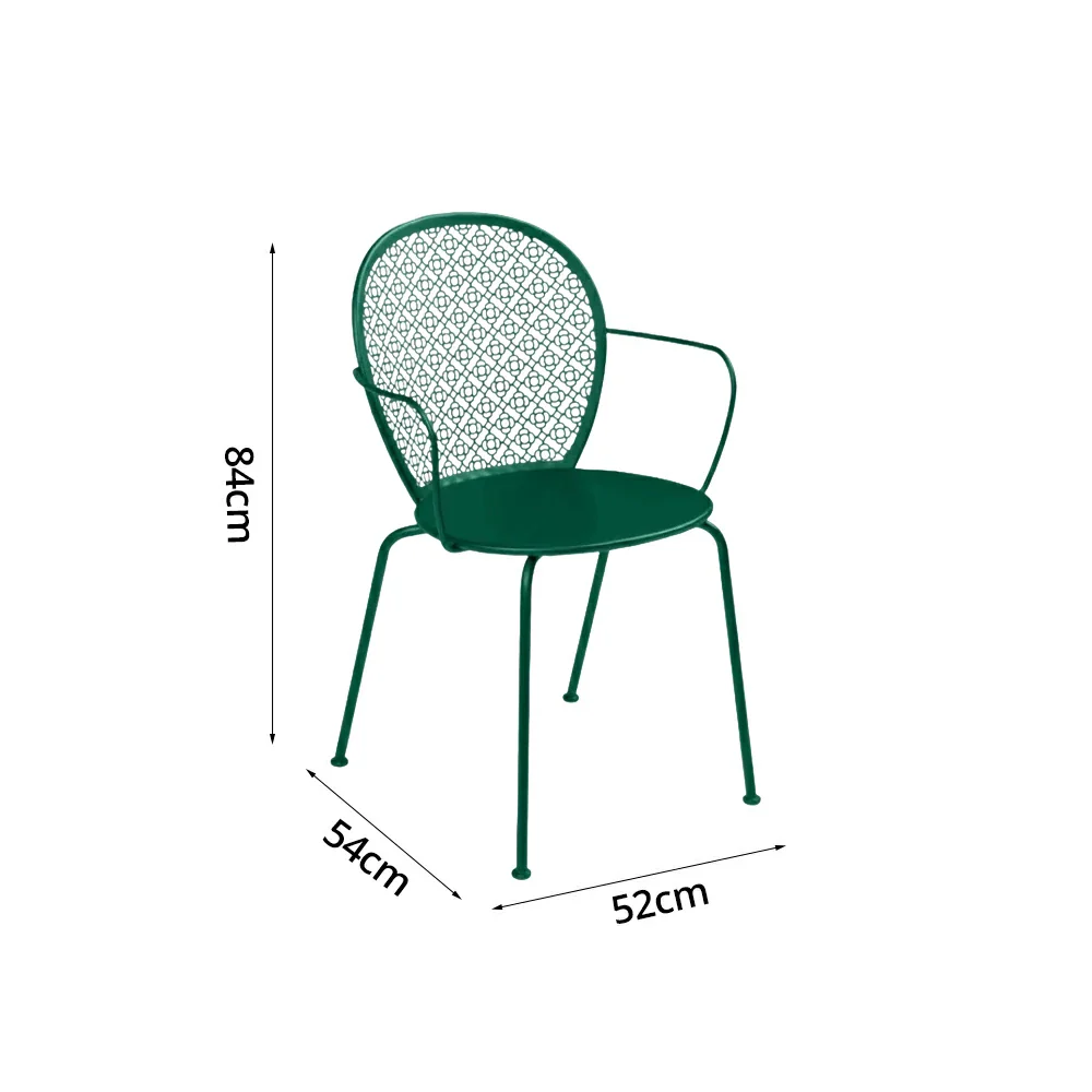 SOLARA Outdoor Dining Chair Weather-Resistant Rust-Resistant Metal Frame Easy-Clean Design with Rounded Safety Edges - Green - Image 10