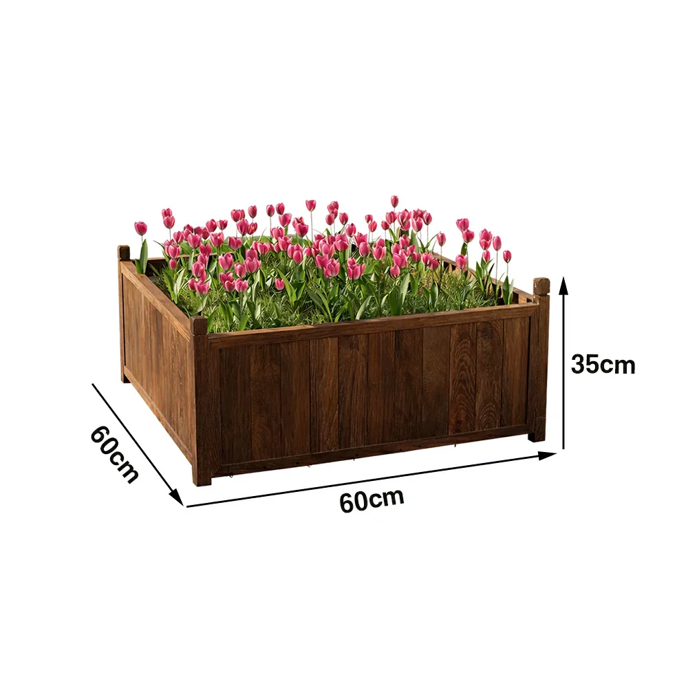 SOLARA 60/100cm Raised Planter Box Reinforced Frame Thickened Posts Heavy-Duty Outdoor Garden Bed - Brown - Image 5
