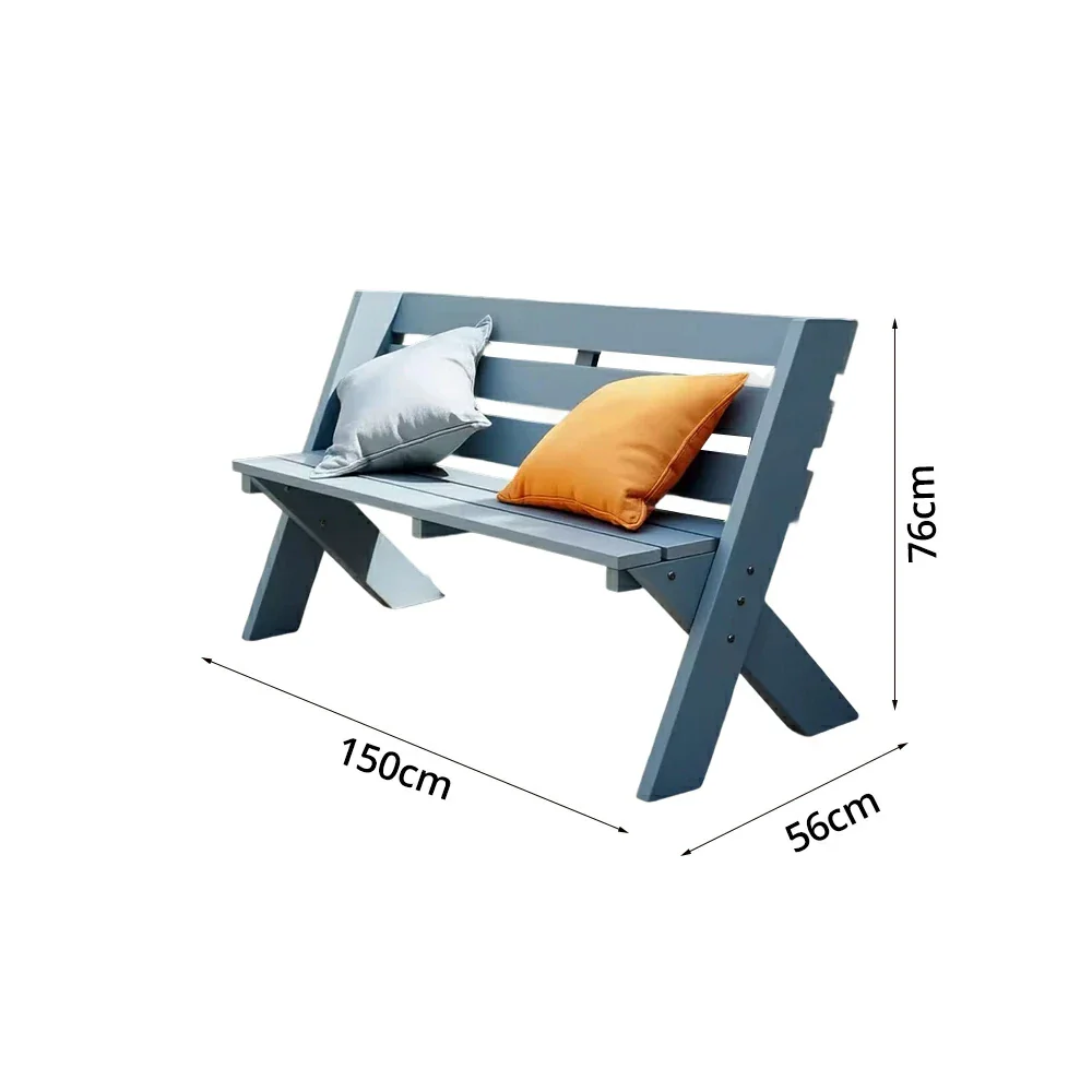 SOLARA 120/150cm Outdoor Two-Seater Bench - Heavy-Duty Solid Hardwood Construction, Reinforced X-Frame Support, Weather-Resistant Finish - Blue - Image 6