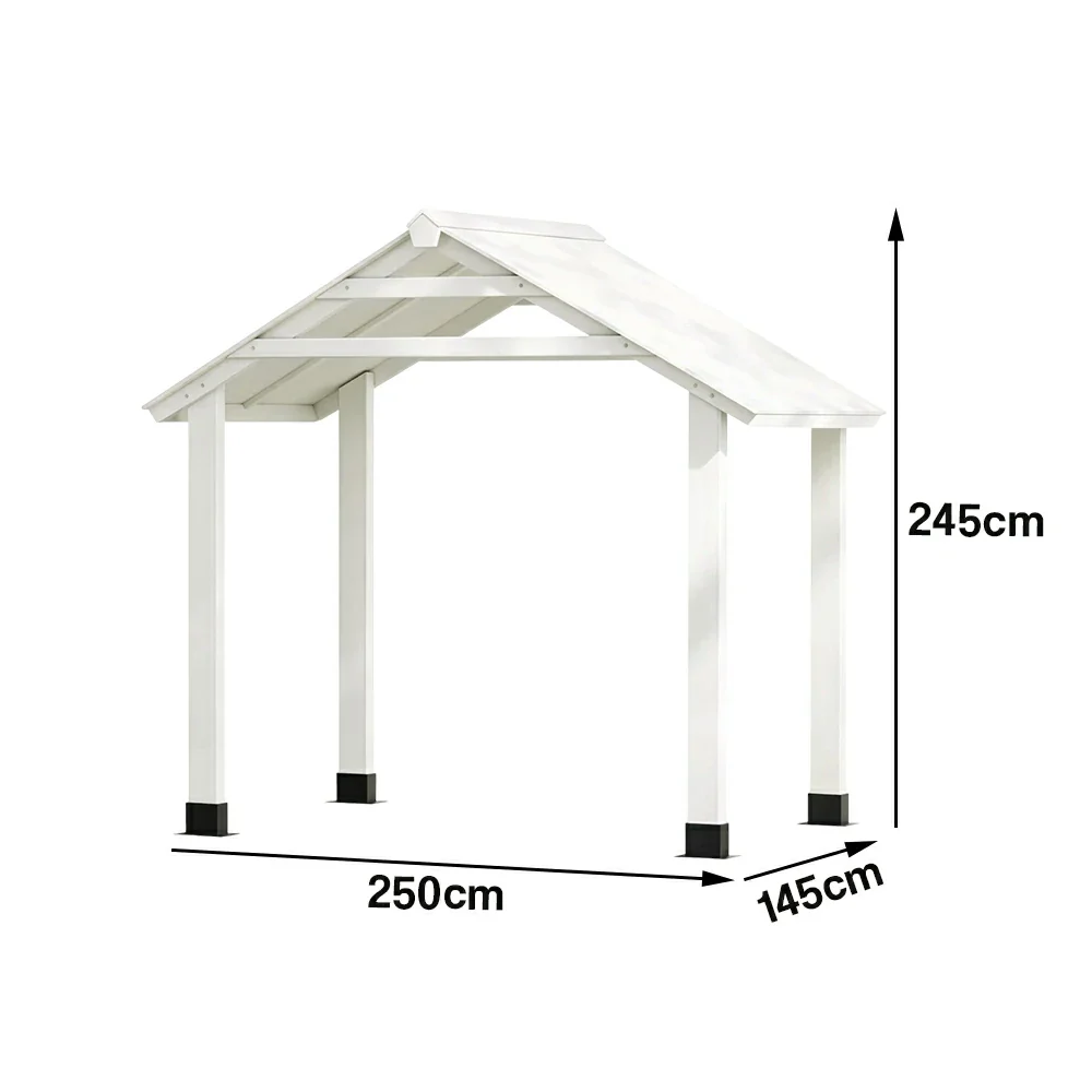 SOLARA Outdoor Garden Pavilion Water-Resistant Roof Solid Wood Frame Heavy-Duty Support Structure - White - Image 5