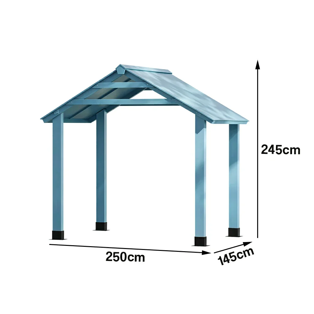SOLARA Outdoor Garden Pavilion Water-Resistant Roof Solid Wood Frame Heavy-Duty Support Structure - Blue - Image 5