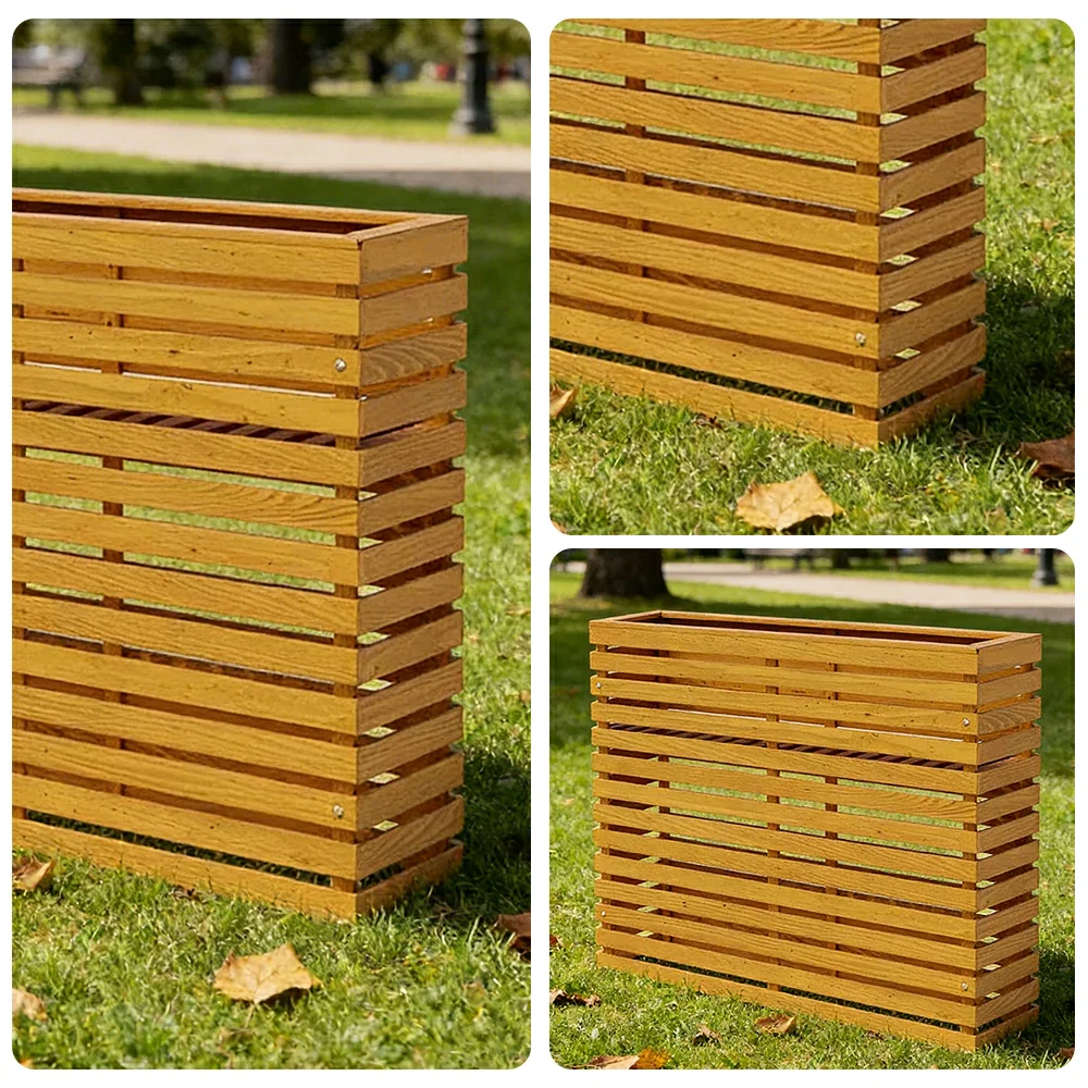 SOLARA 100/120cm Outdoor Planter - Weather-Resistant Anti-Rot Treated Timber - 5-Layer Protection Modern Minimalist Design - Yellow - Image 8