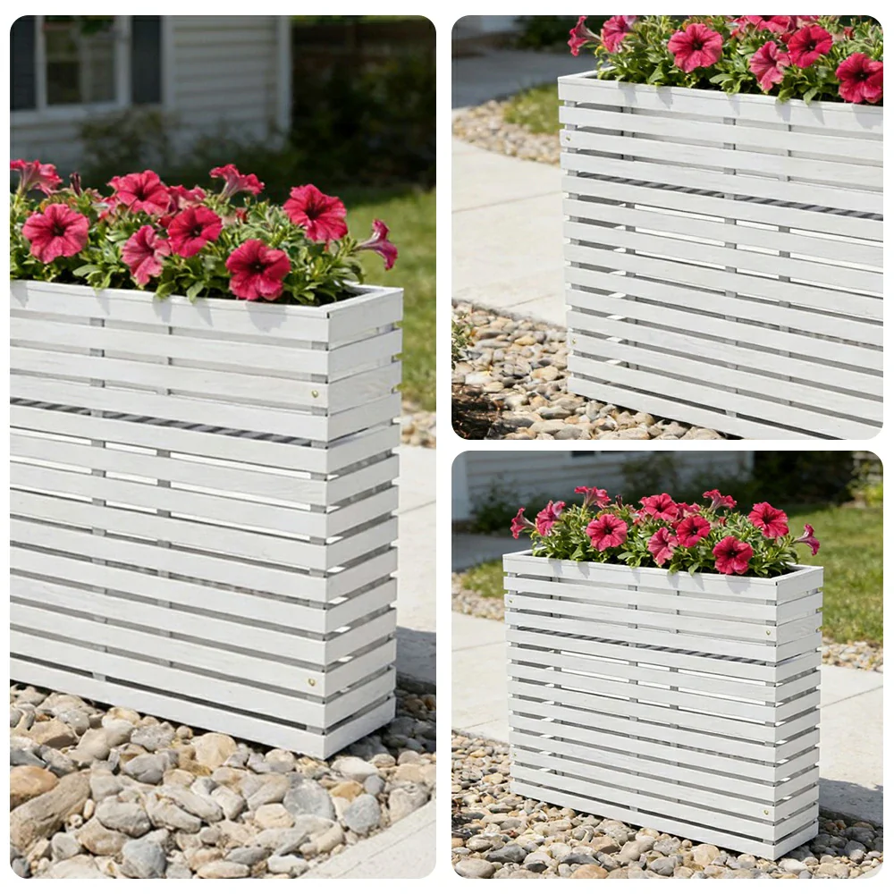 SOLARA 100/120cm Outdoor Planter - Weather-Resistant Anti-Rot Treated Timber - 5-Layer Protection Modern Minimalist Design - White - Image 8