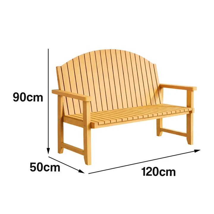 SOLARA 120/150cm Outdoor Garden Bench - Weather-Resistant Waterproof Fir Timber - Ergonomic Curved Back Heavy-Duty Design - Yellow - Image 5
