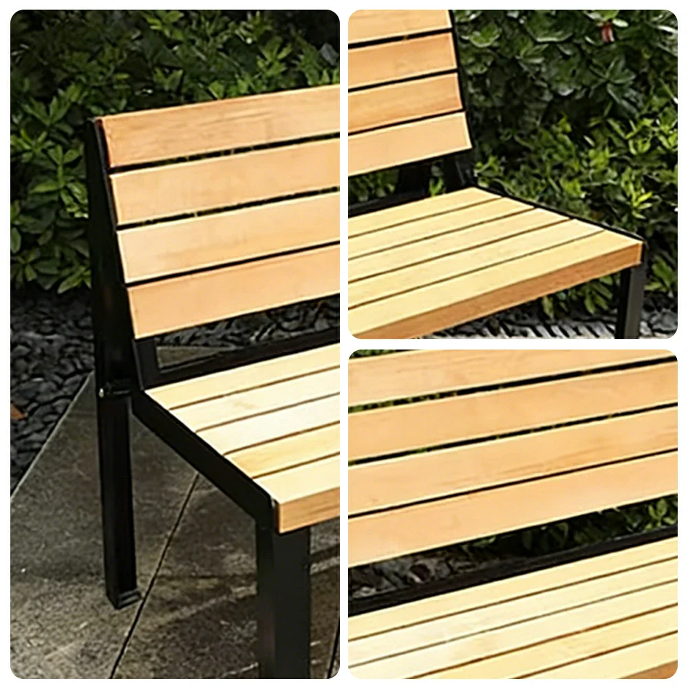 SOLARA 120/150cm Outdoor Bench Seat with Backrest - Heavy-Duty Cast Aluminium Frame, Solid Timber Slats, Weather-Resistant & Ground-Fixable - Wood - Image 3