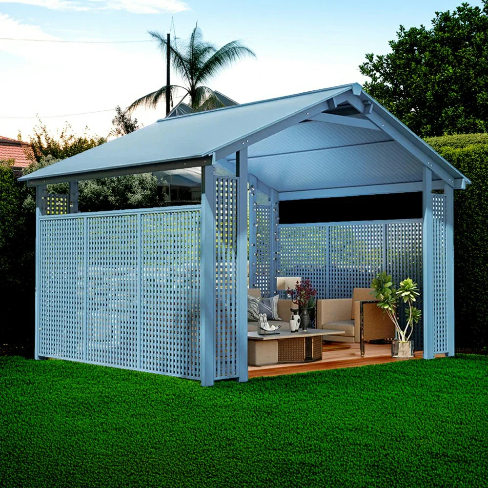 SOLARA Outdoor Pavilion - Large Heavy-Duty Gazebo with Reinforced Steel Frame & Hollow Side Panel Design - Blue - Image 4
