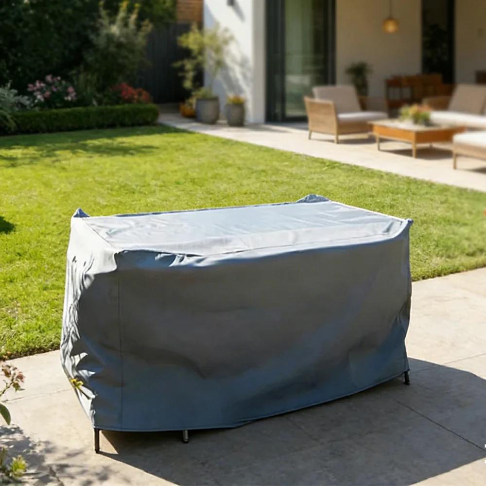 SOLARA Outdoor Table & Chair Rain Cover - Rectangular 120/180/230cm Waterproof Oxford Fabric, UV & Dust Protection for Outdoor Furniture - Grey - Image 8