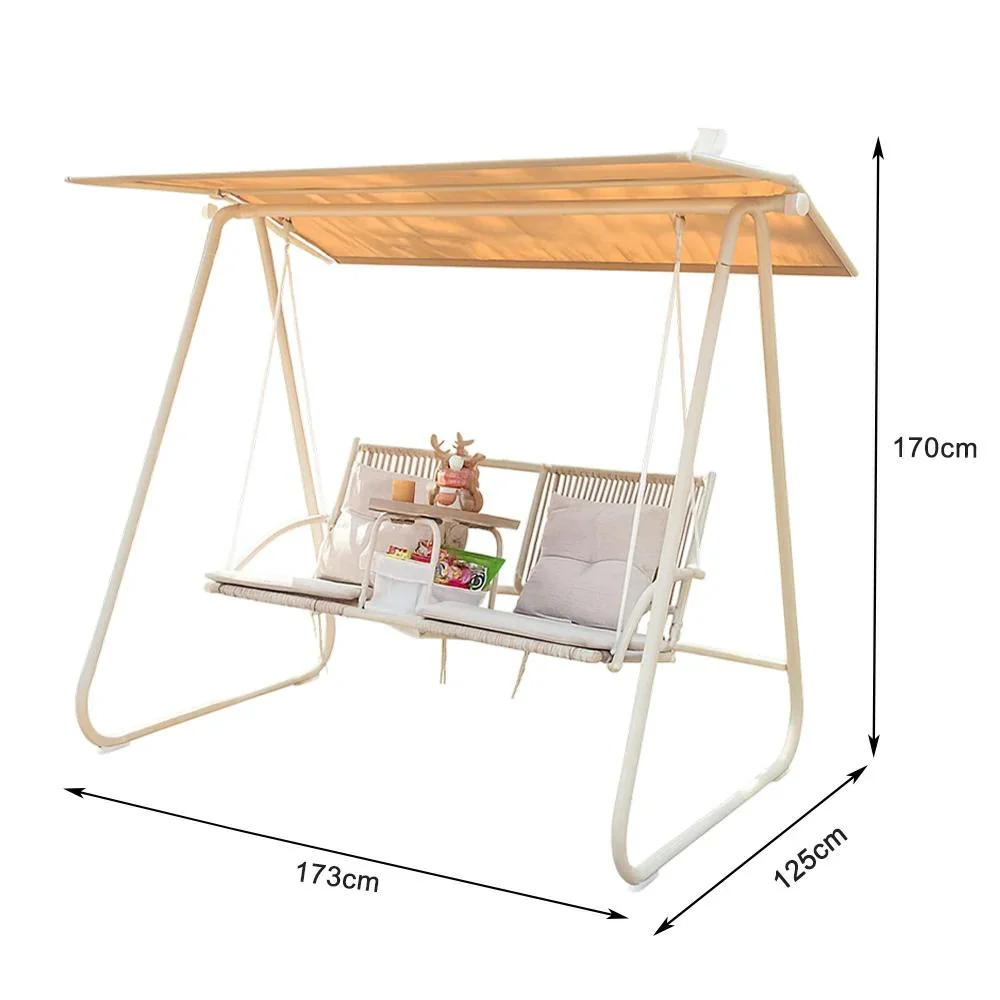 SOLARA Outdoor Canopy Swing Chair - Multi-Functional Design with Storage Organizer, Alloy Steel Frame, Patio & Garden Relaxation Seat - White - Image 5
