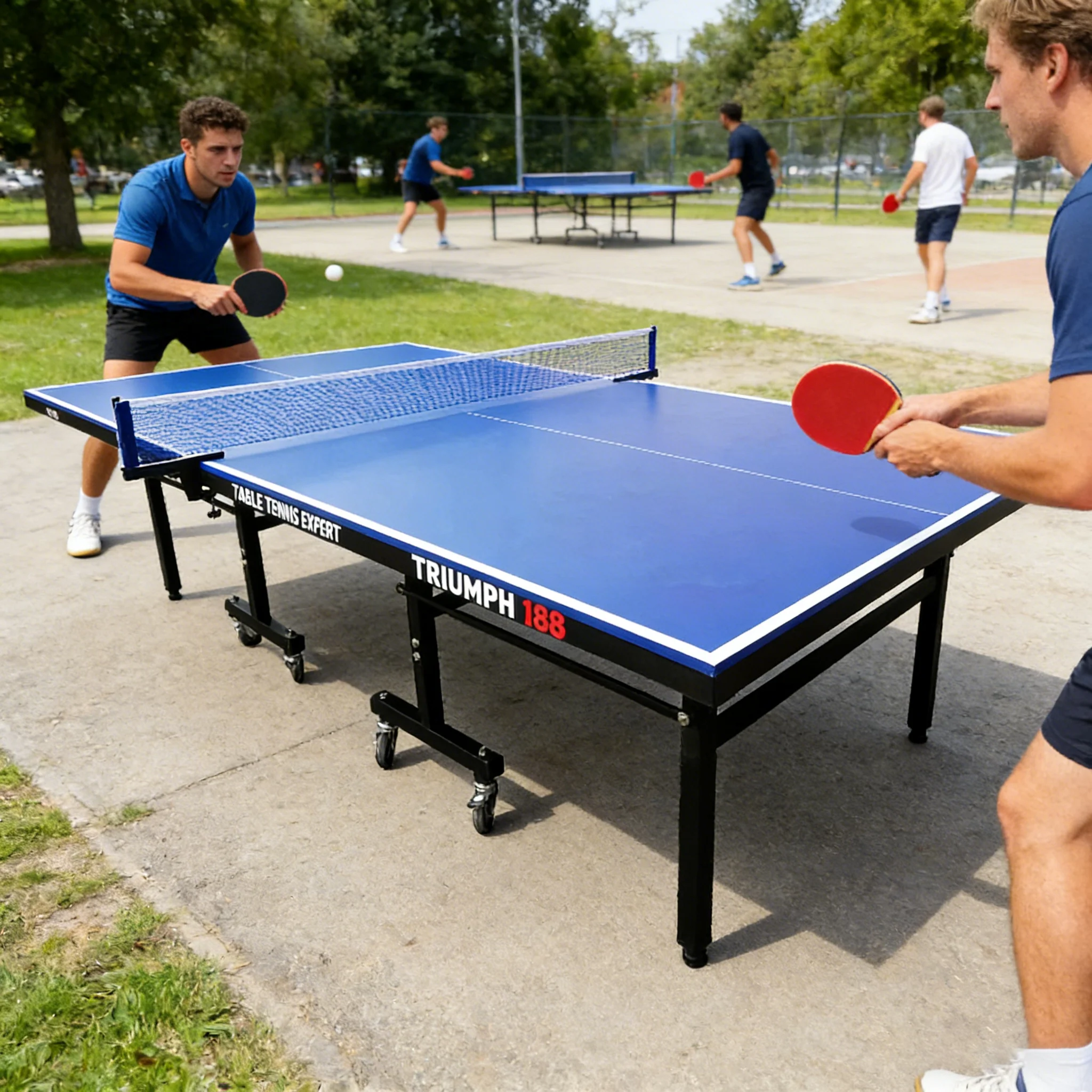 SUNNET Triumph 188 15mm Outdoor Waterproof Blue Foldable Solo Play Table Tennis Pingpong Table-Bats Balls Net - Image 6