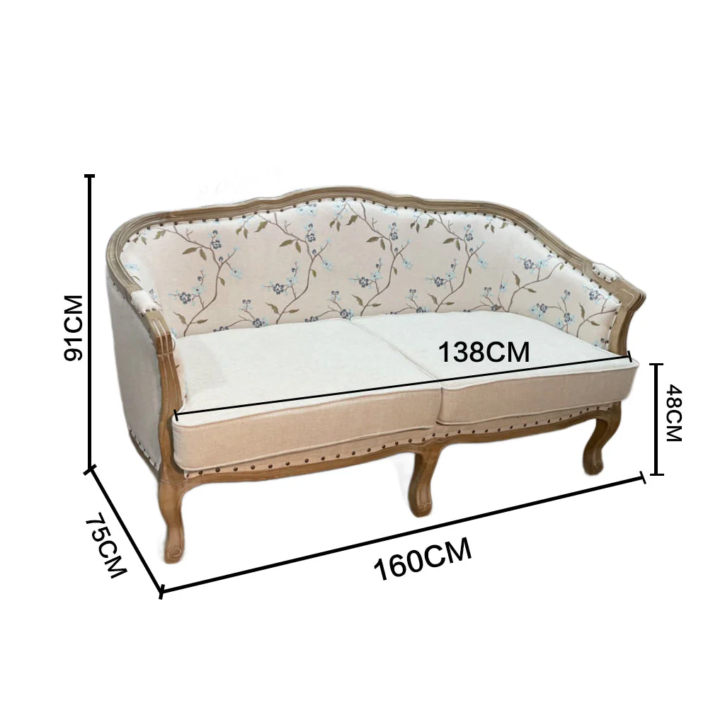 LIVARA Two-seater Solid Wood Sofa w/Cushion - Image 10