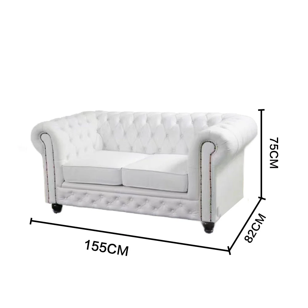 LIVARA 105/ 155/ 210CM PU Leather Sofa -White - Image 6