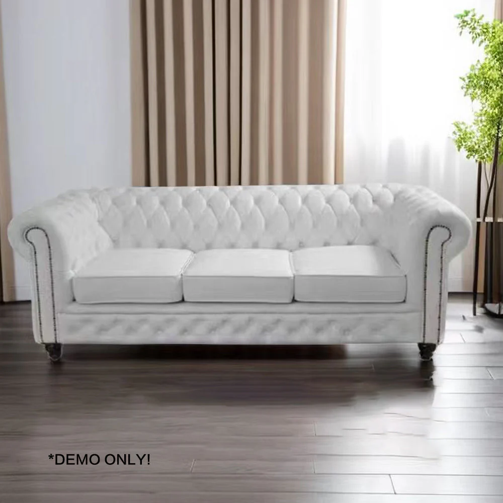 LIVARA 105/ 155/ 210CM PU Leather Sofa -White - Image 8