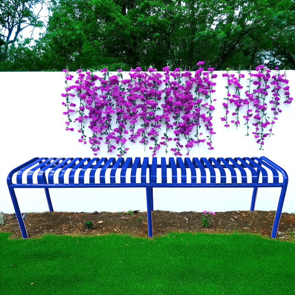 SOLARA Outdoor Iron Table/Bench/Chair/Sofa/Bar Stool - Blue - Image 17