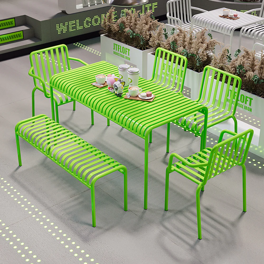 SOLARA Outdoor Iron Table/Bench/Chair/Sofa - Light Green - Image 12