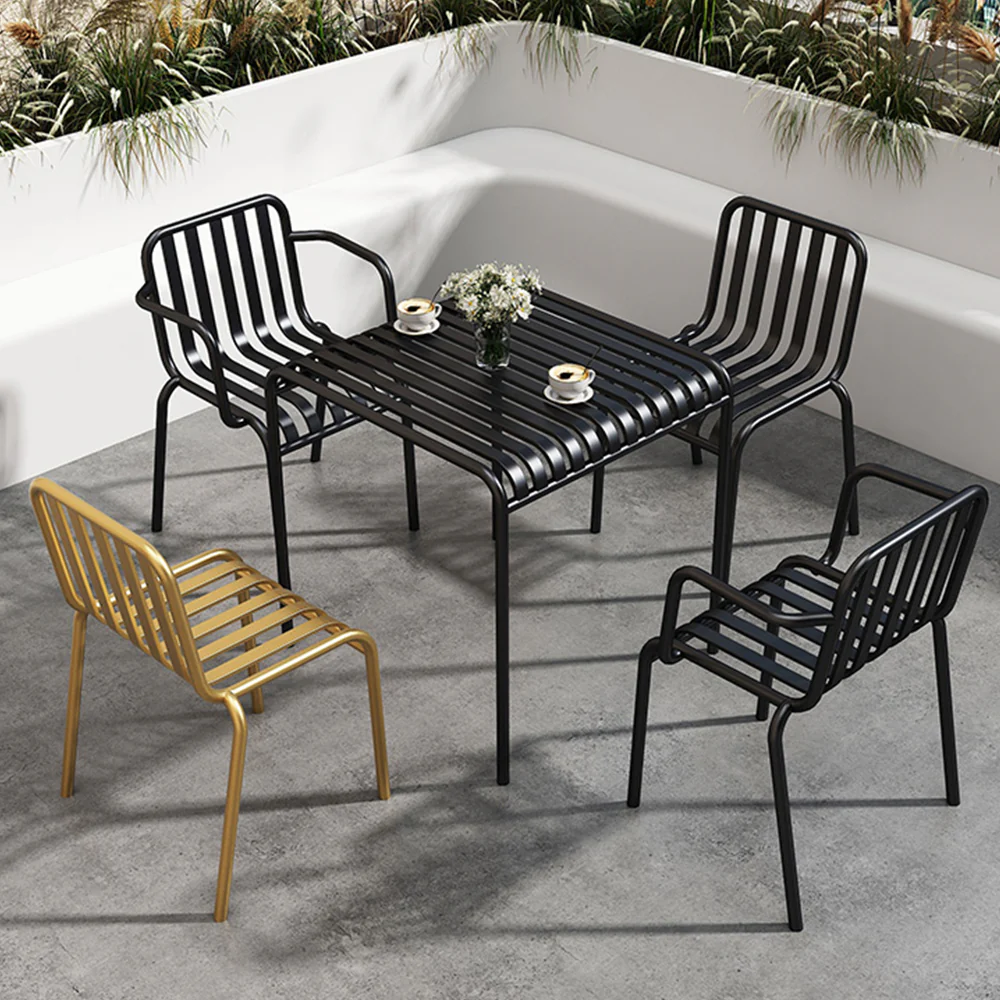SOLARA Outdoor Iron Table/Bench/Chair/Sofa/Bar Stool - Black - Image 14