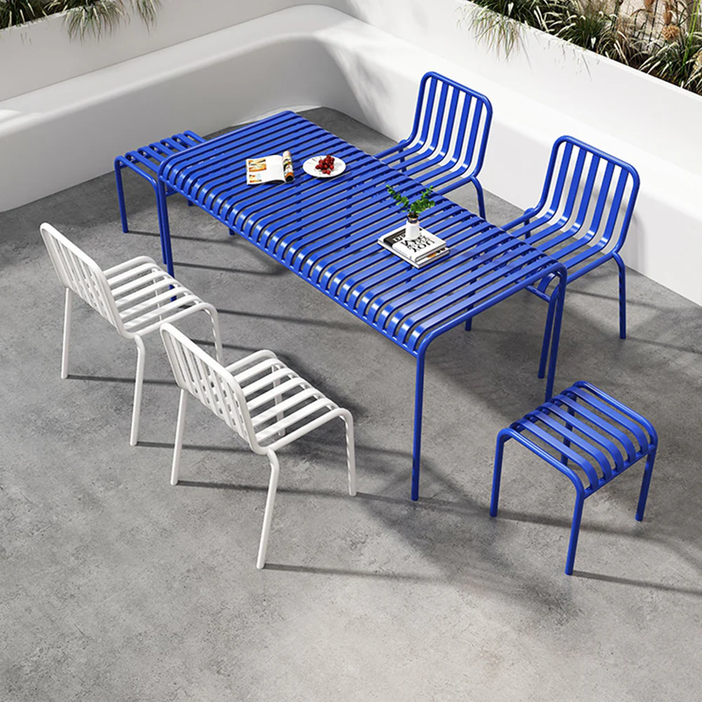 SOLARA Outdoor Iron Table/Bench/Chair/Sofa/Bar Stool - Blue - Image 9