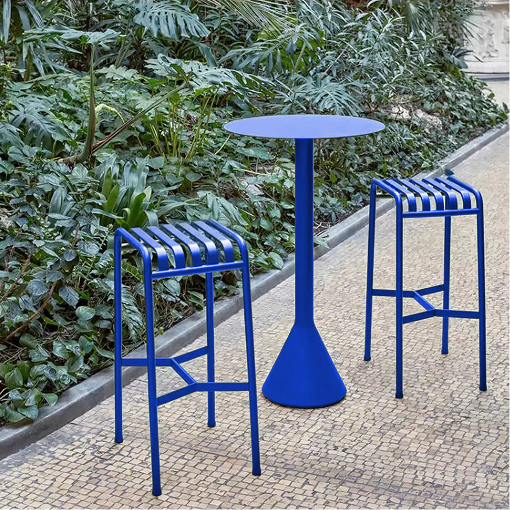 SOLARA Outdoor Iron Table/Bench/Chair/Sofa/Bar Stool - Blue - Image 28