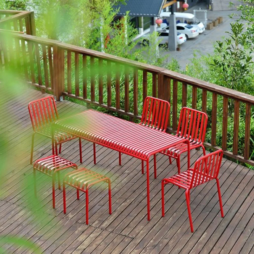 SOLARA Outdoor Iron Table/Bench/Chair/Sofa/Bar Stool - Red - Image 6