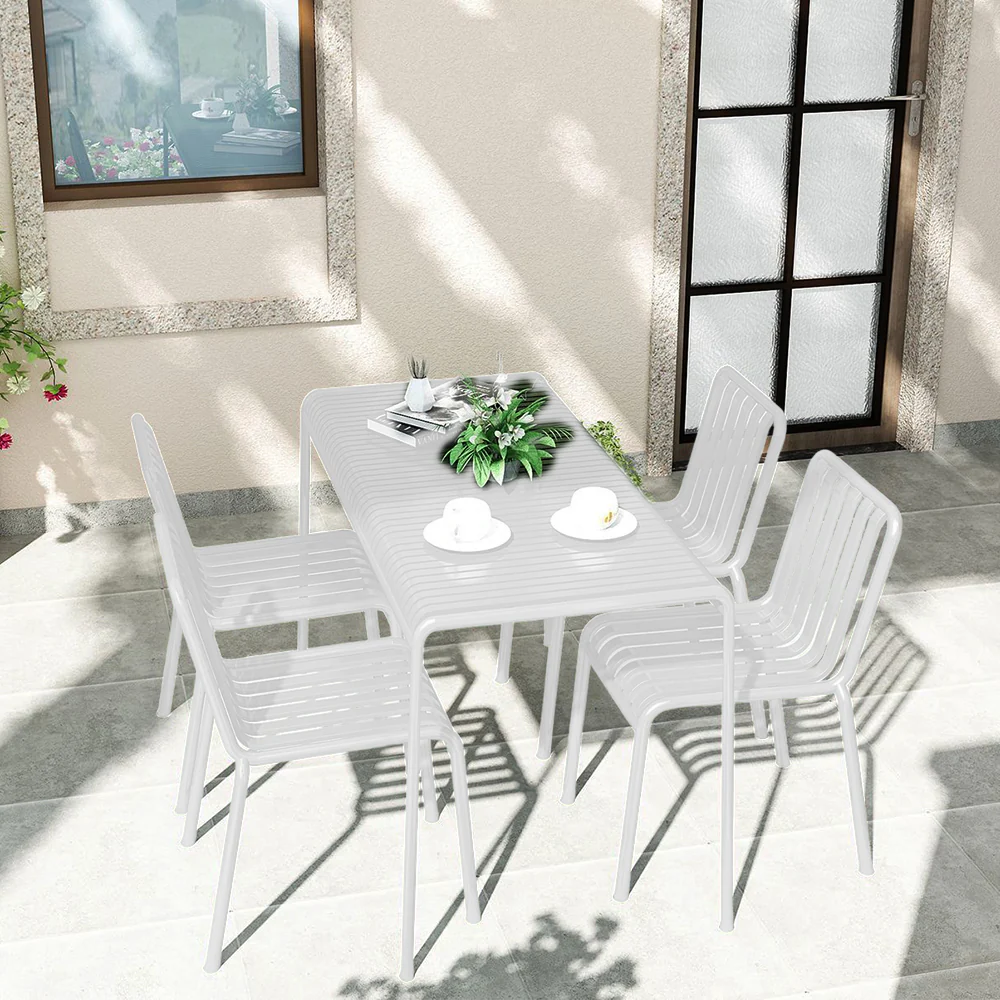SOLARA Outdoor Iron Table/Bench/Chair/Sofa/Bar Stool - White - Image 24