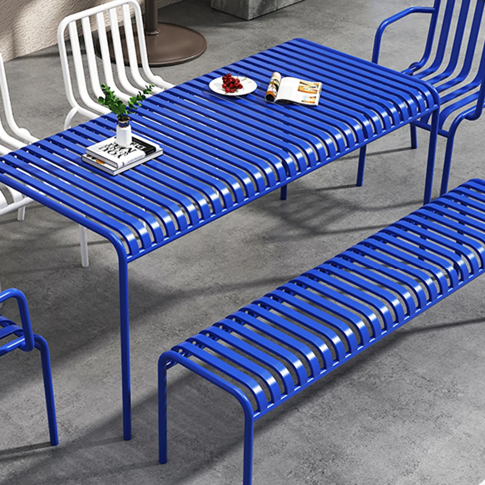SOLARA Outdoor Iron Table/Bench/Chair/Sofa/Bar Stool - Blue - Image 14