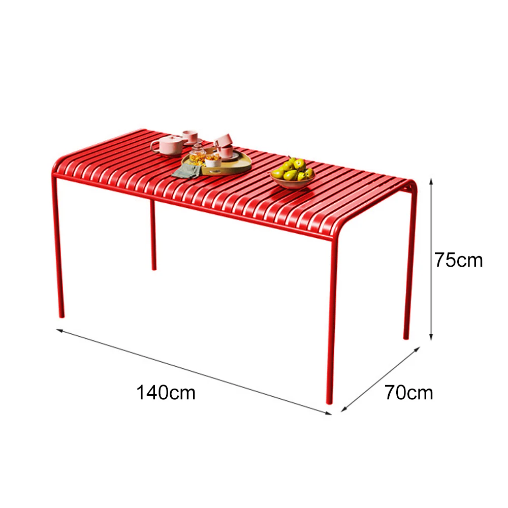 SOLARA Outdoor Iron Table/Bench/Chair/Sofa/Bar Stool - Red - Image 12